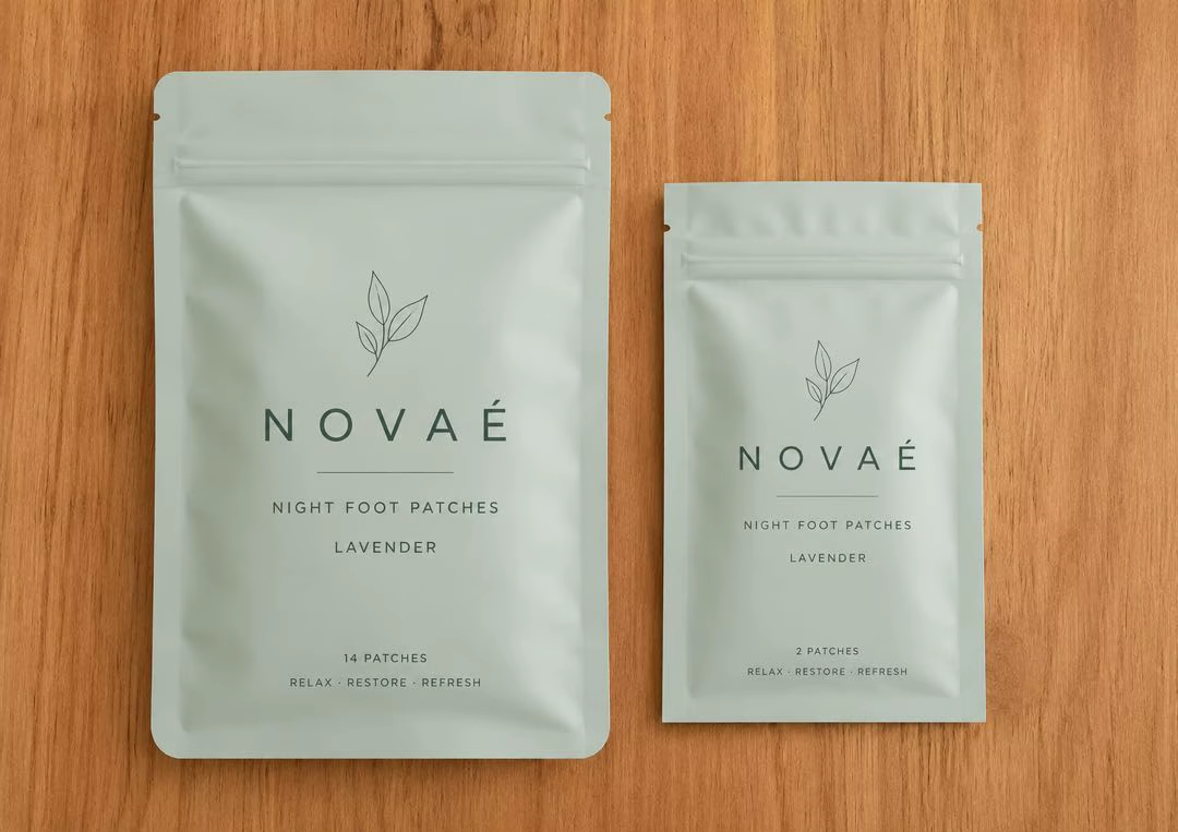 NOVAÉ Night Foot Patches verpakkingen naast elkaar